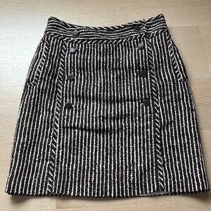 Tory Burch Womens Skirt Button Closure Pockets Lined Stripped Brown White Size 2